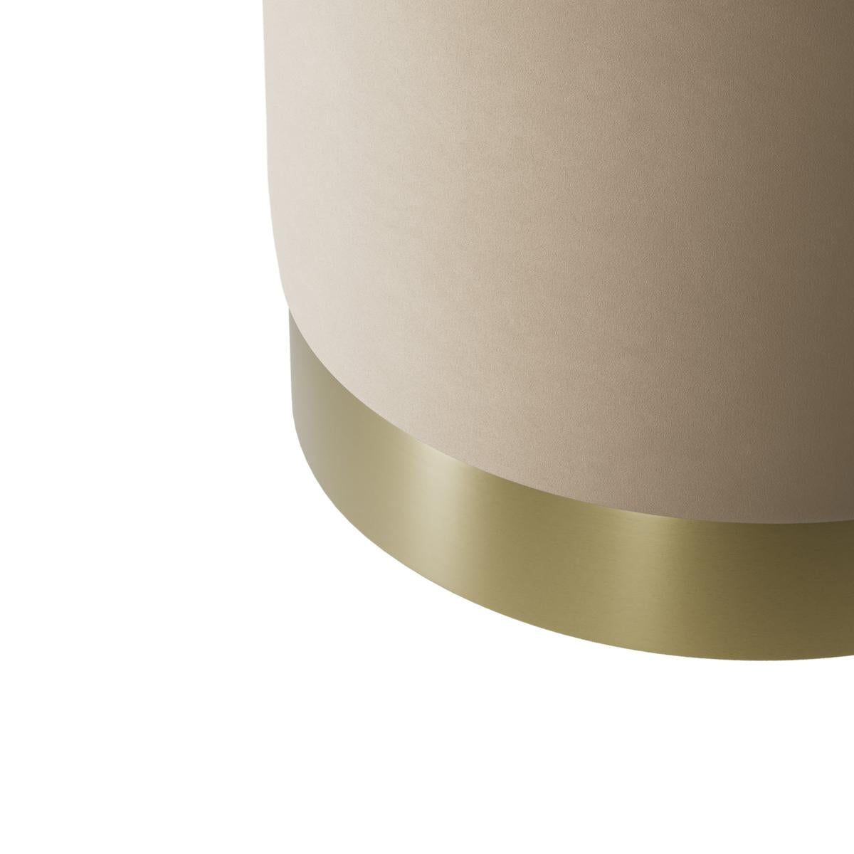 HO+ME Eclipse Small Pouffe In Brushed Gold And Beige Velvet-Beaumonde