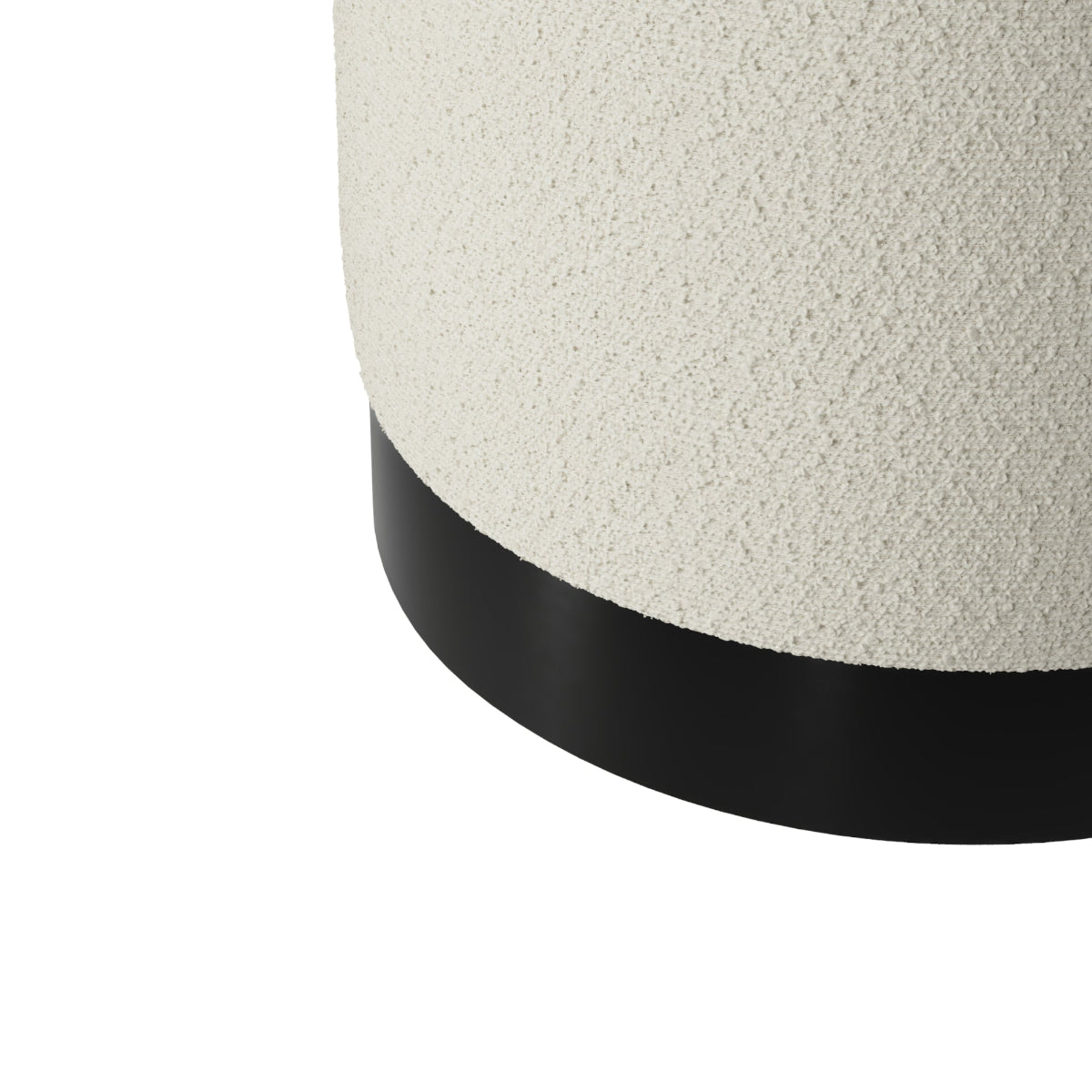 HO+ME Eclipse Small Pouffe In Matte Black And Ivory Boucle lifestyle close up