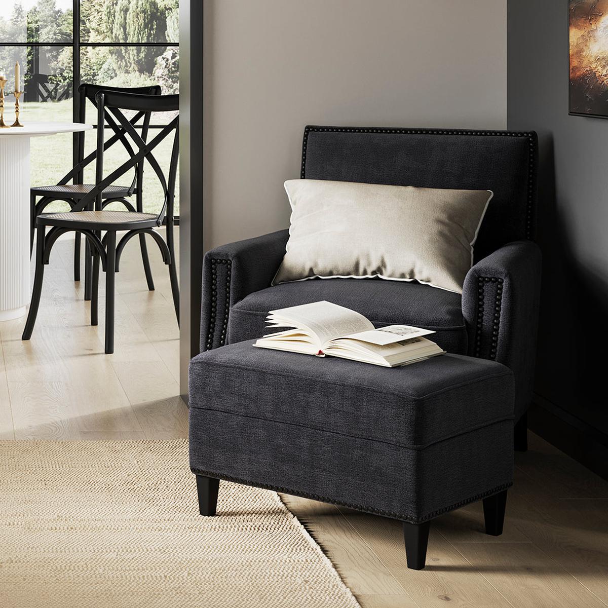 HO+ME Griffin Armchair In Anthracite Grey lifestyle 3