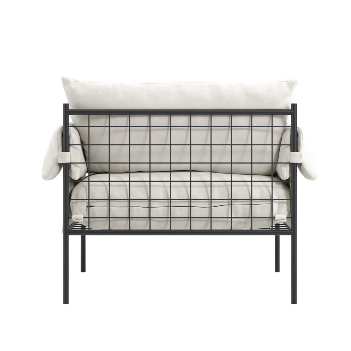 HO+ME Hackney Armchair In White Black Frame rear