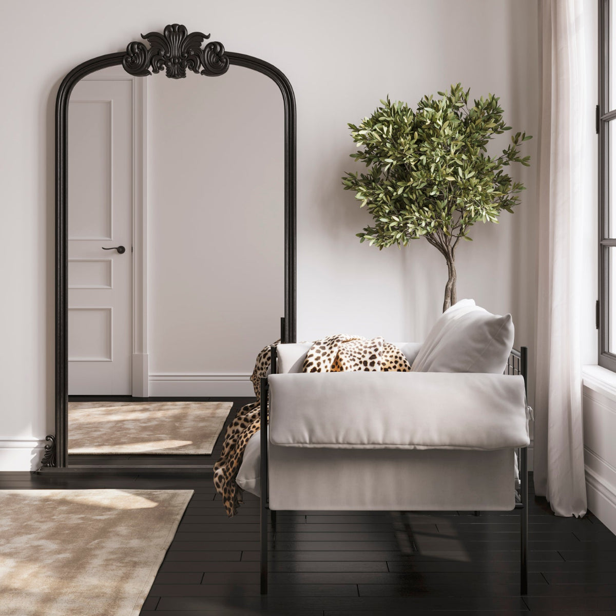 HO+ME Hackney Armchair In White Black Frame lifestyle 2