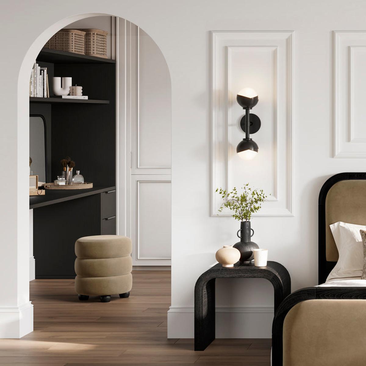 HO+ME Halo Pouffe In Black And Mole-Beaumonde