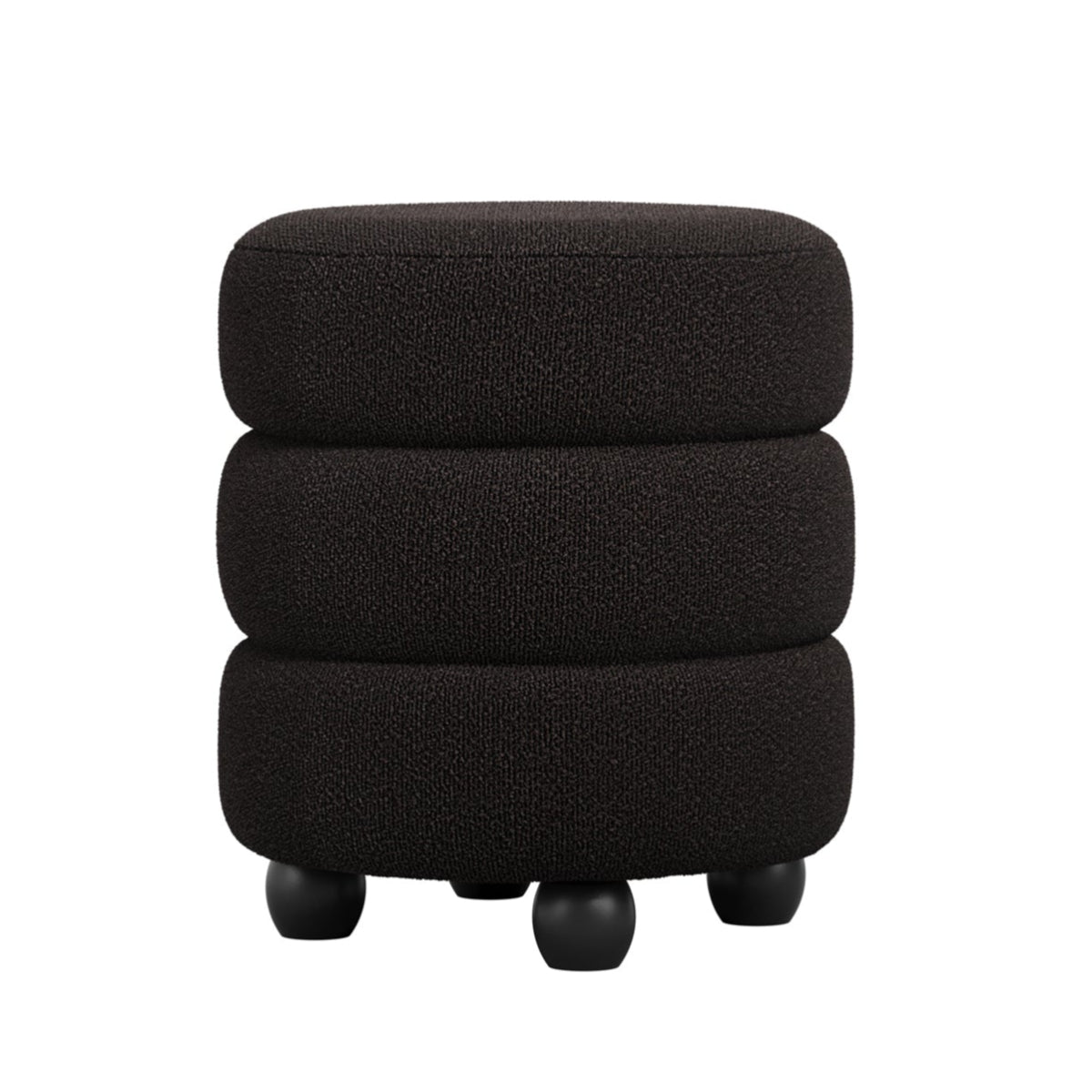 HO+ME Halo Pouffe In Black Boucle side