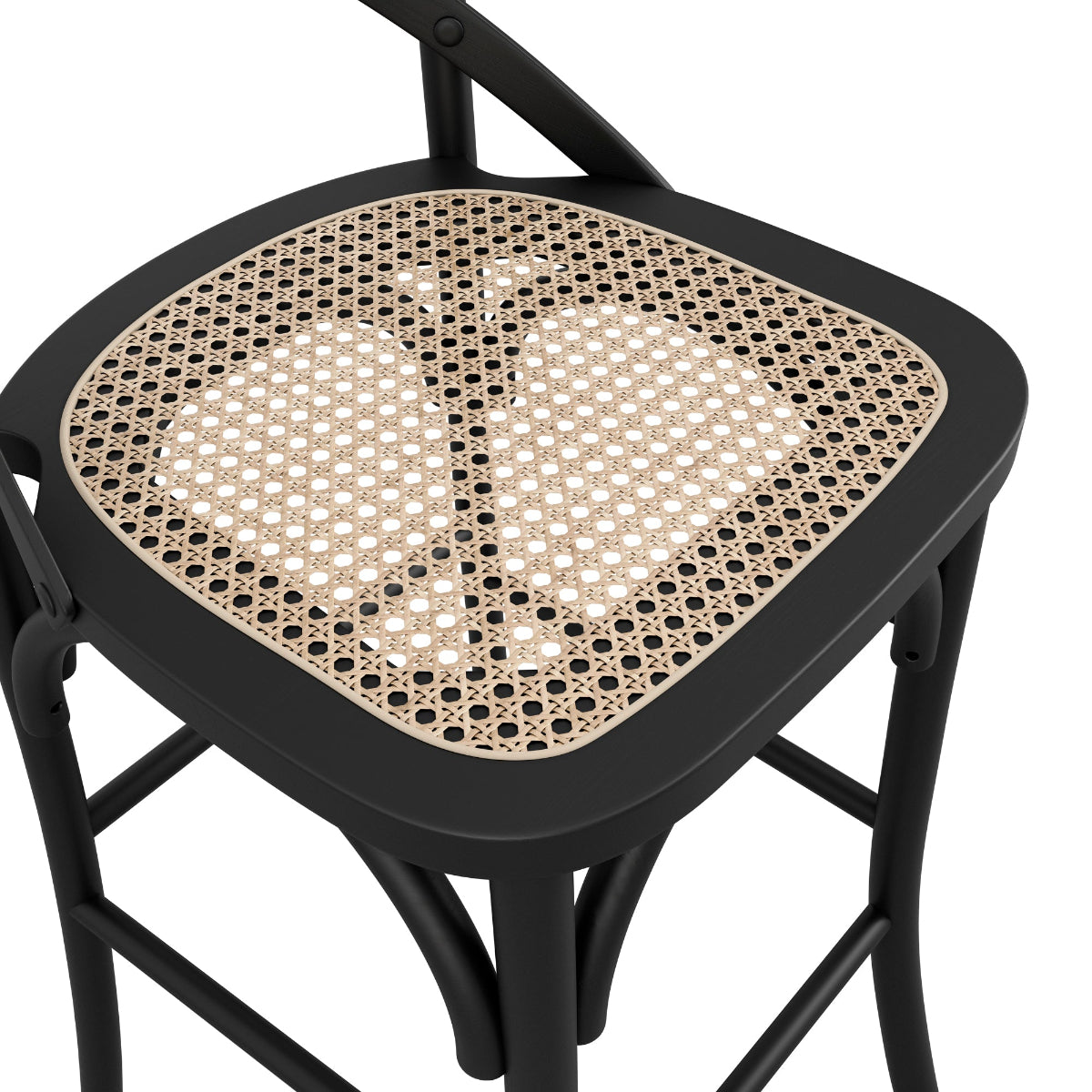 HO+ME Harper Crossback Counter Stool In Black seat