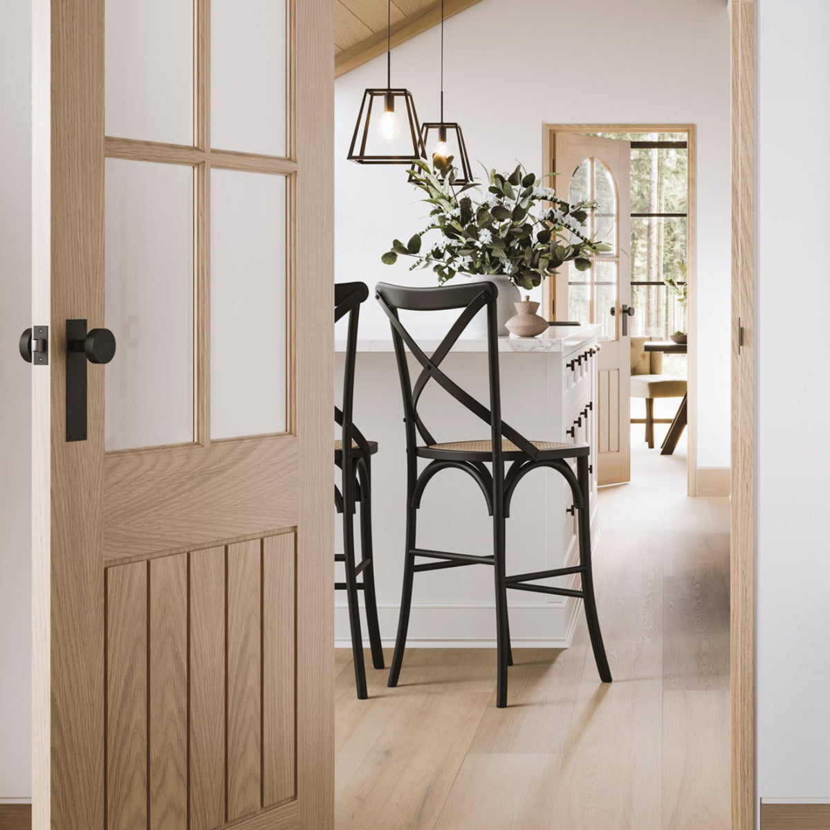 HO+ME Harper Crossback Counter Stool In Black lifestyle