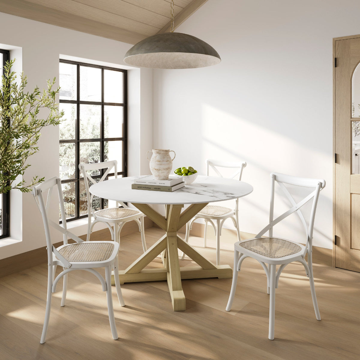 HO+ME Harper Crossback Dining Chair In White lifestyle