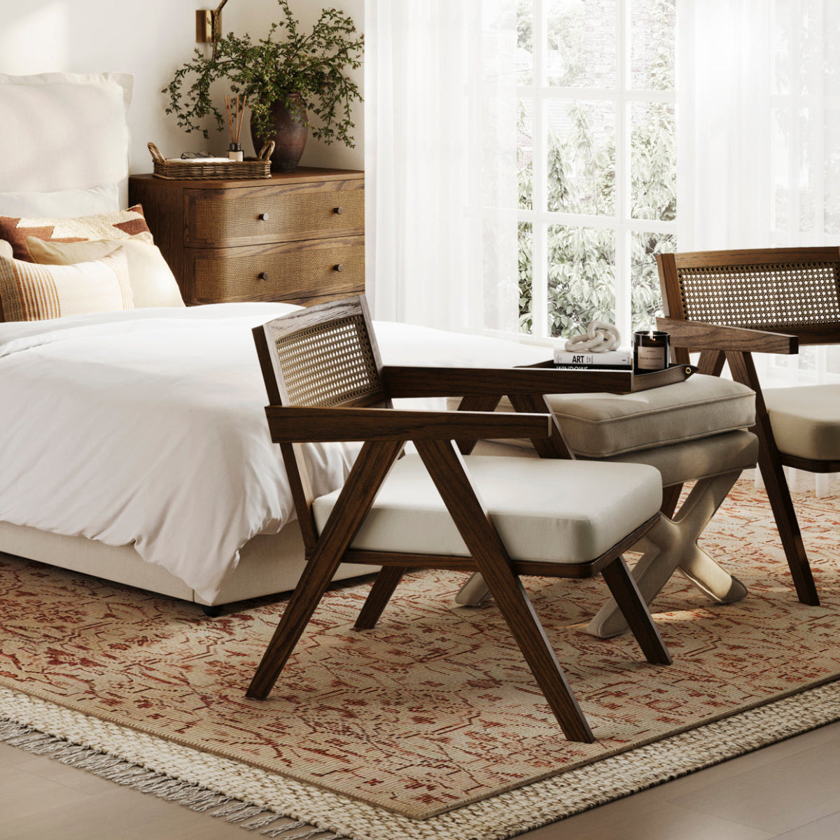 HO+ME Imperial Accent Chair In Smoked Wood And Ecru lifestyle 2