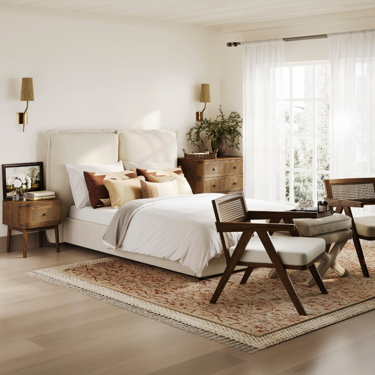 HO+ME Imperial Accent Chair In Smoked Wood And Ecru lifestyle