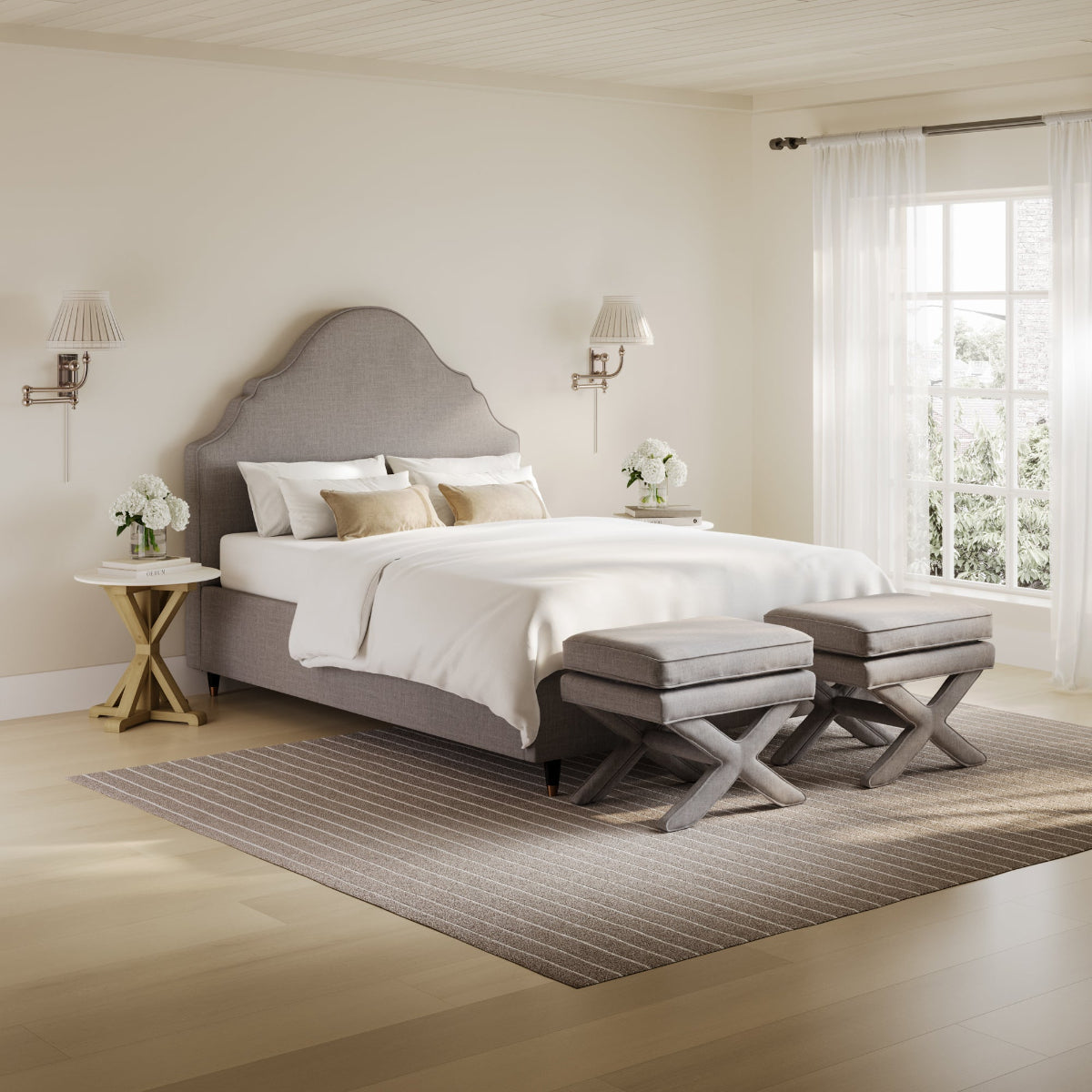 HO+ME Isla King Size Bed In Light Grey lifestyle