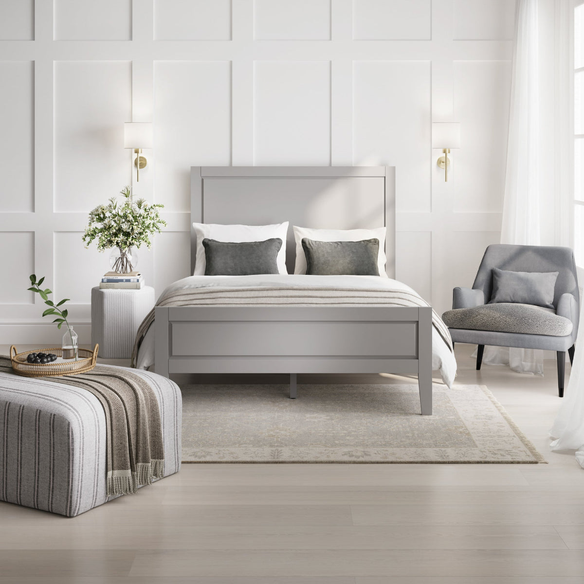HO+ME Jensen Double Bed In Grey lifestyle