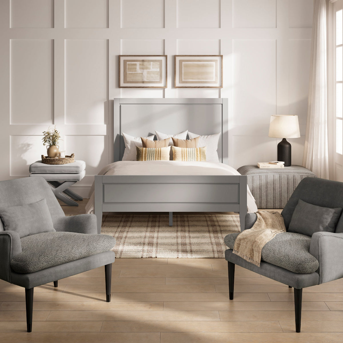 HO+ME Jensen Double Bed In Grey lifestyle 2