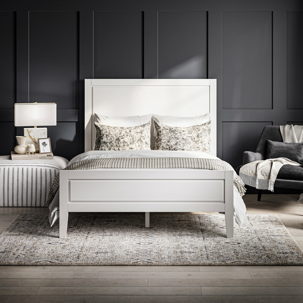 HO+ME Jensen King Size Bed In White lifestyle