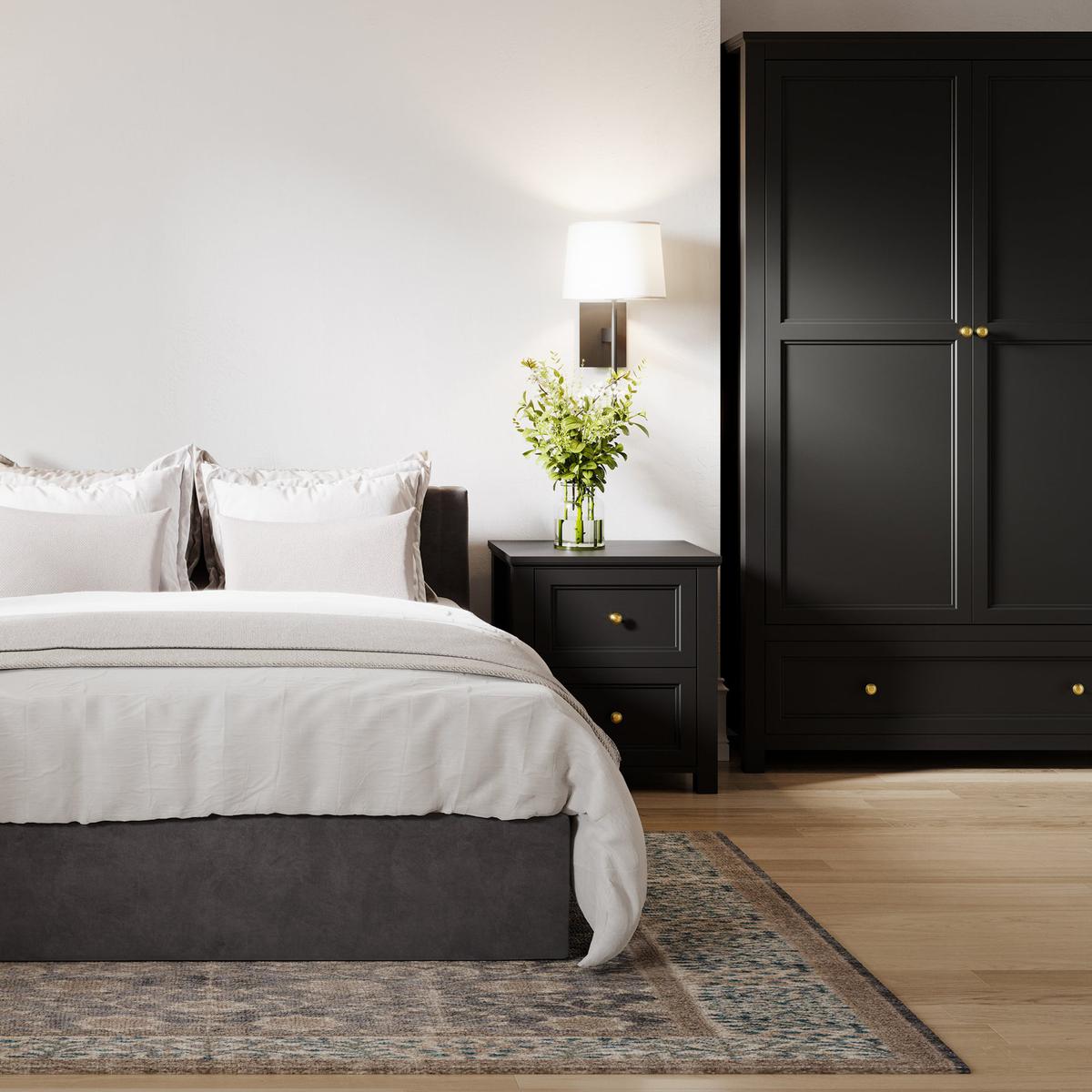 HO+ME Kernow 2 Door Wardrobe In Black-Beaumonde