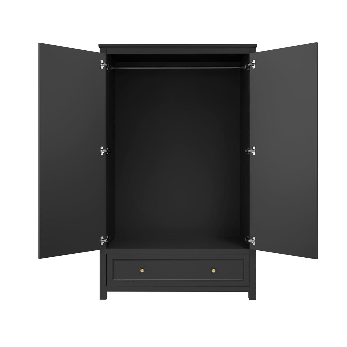 HO+ME Kernow 2 Door Wardrobe In Black-Beaumonde