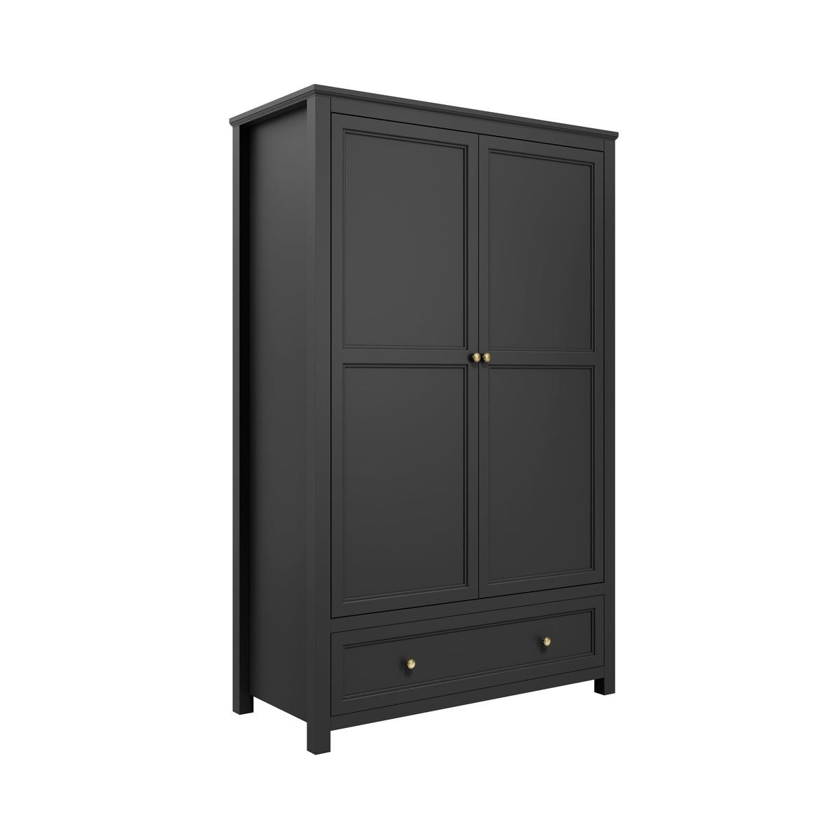 HO+ME Kernow 2 Door Wardrobe In Black-Beaumonde