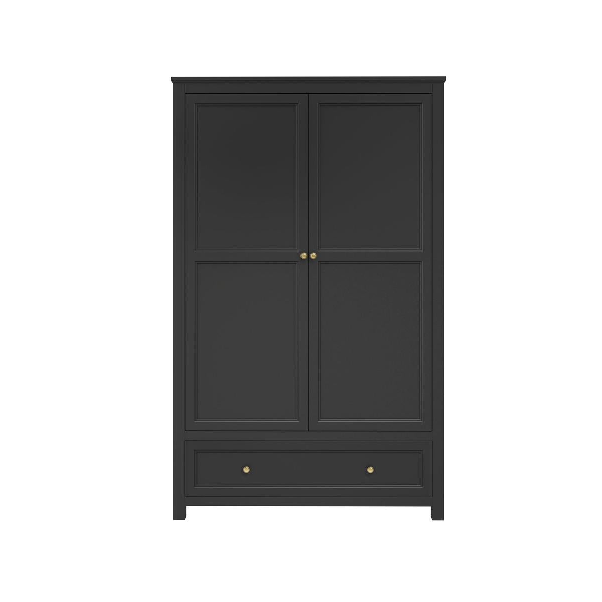 HO+ME Kernow 2 Door Wardrobe In Black-Beaumonde