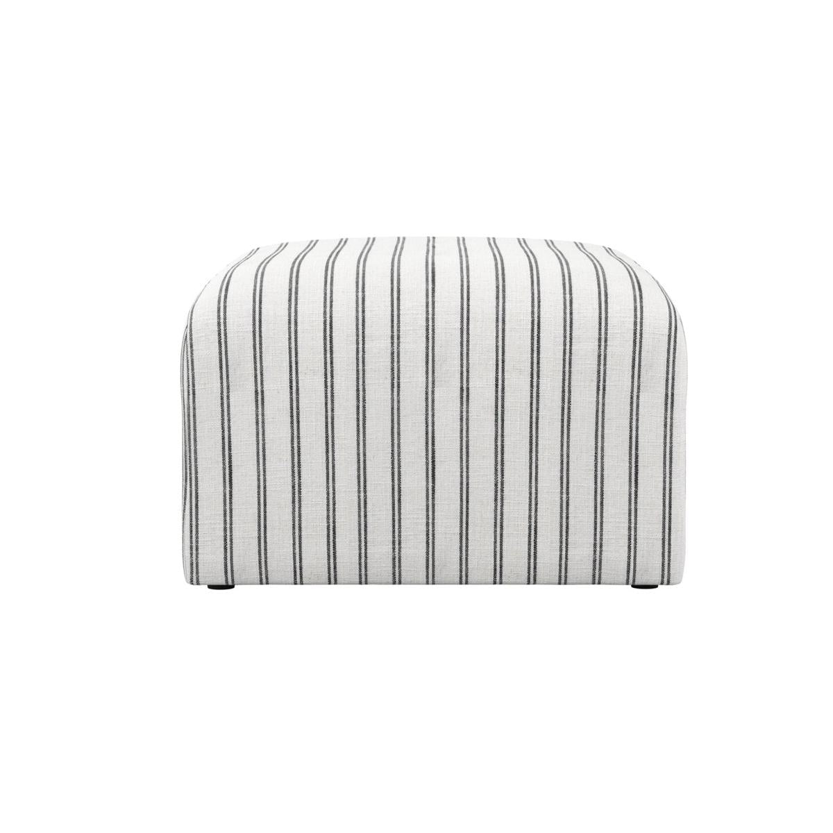 HO+ME Linnea Pouffe In Chalk Stripe Ticking side 2