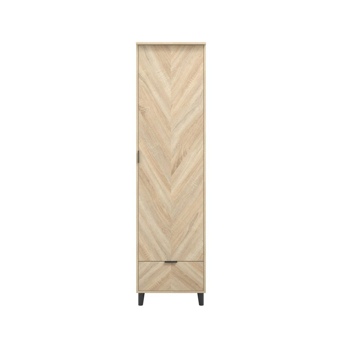Malmo 1-Door Wardrobe – Sonoma Oak with Matte Black Legs