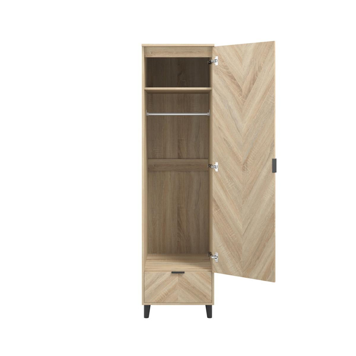 Malmo 1-Door Wardrobe – Sonoma Oak with Matte Black Legs open