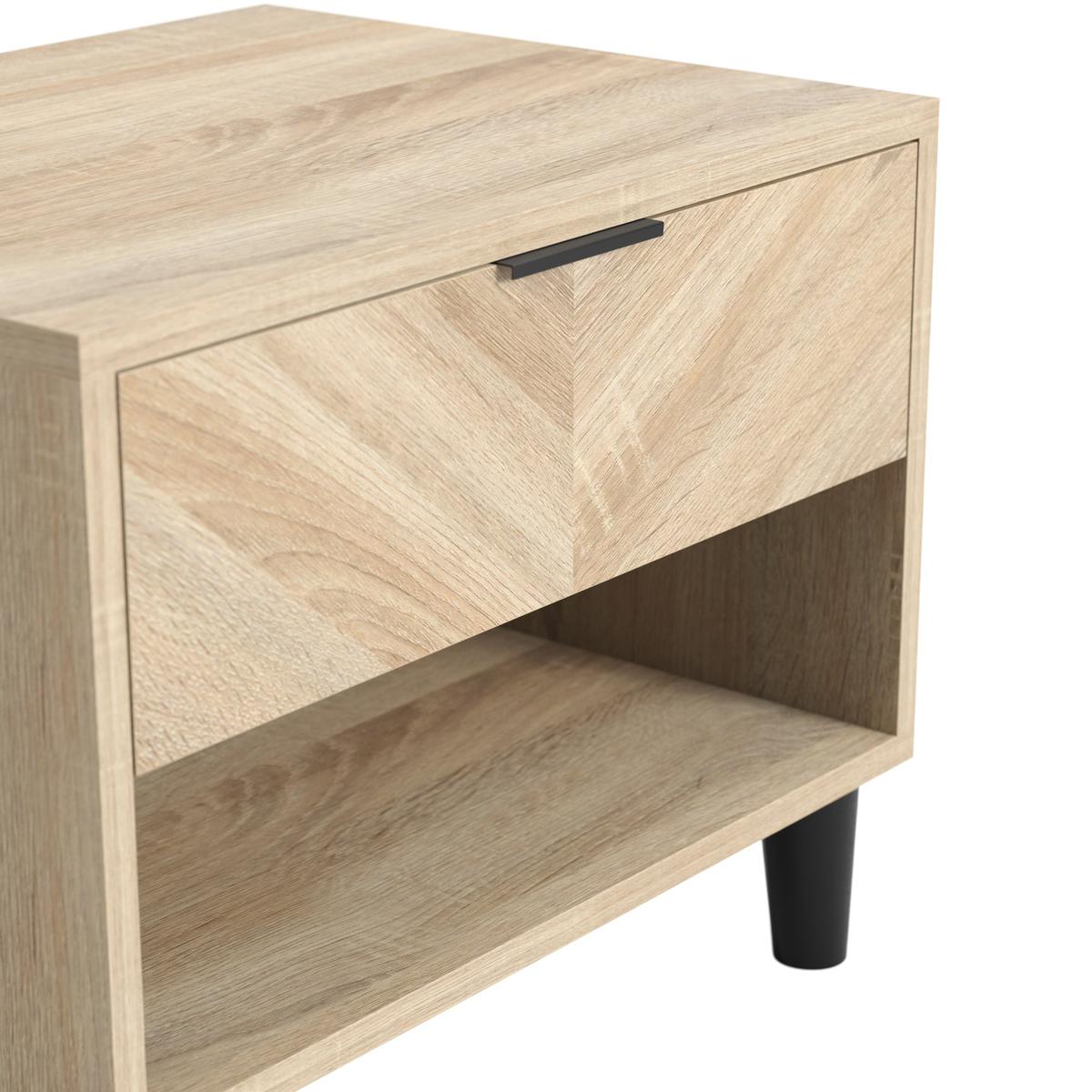 HO+ME Malmo 1 Drawer Bedside Table in Chevron-Beaumonde