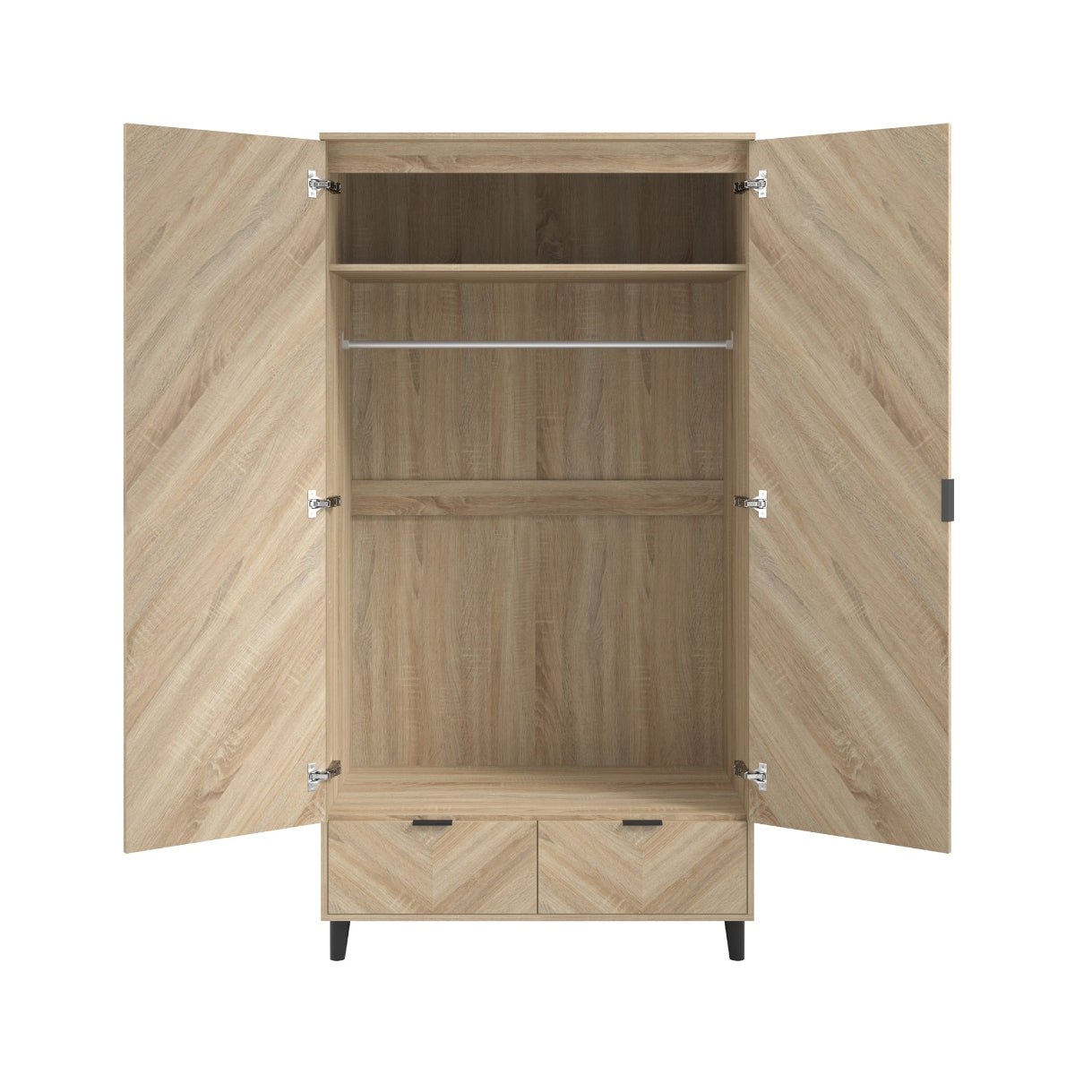 HO+ME Malmo 2 Door Wardrobe in Chevron open