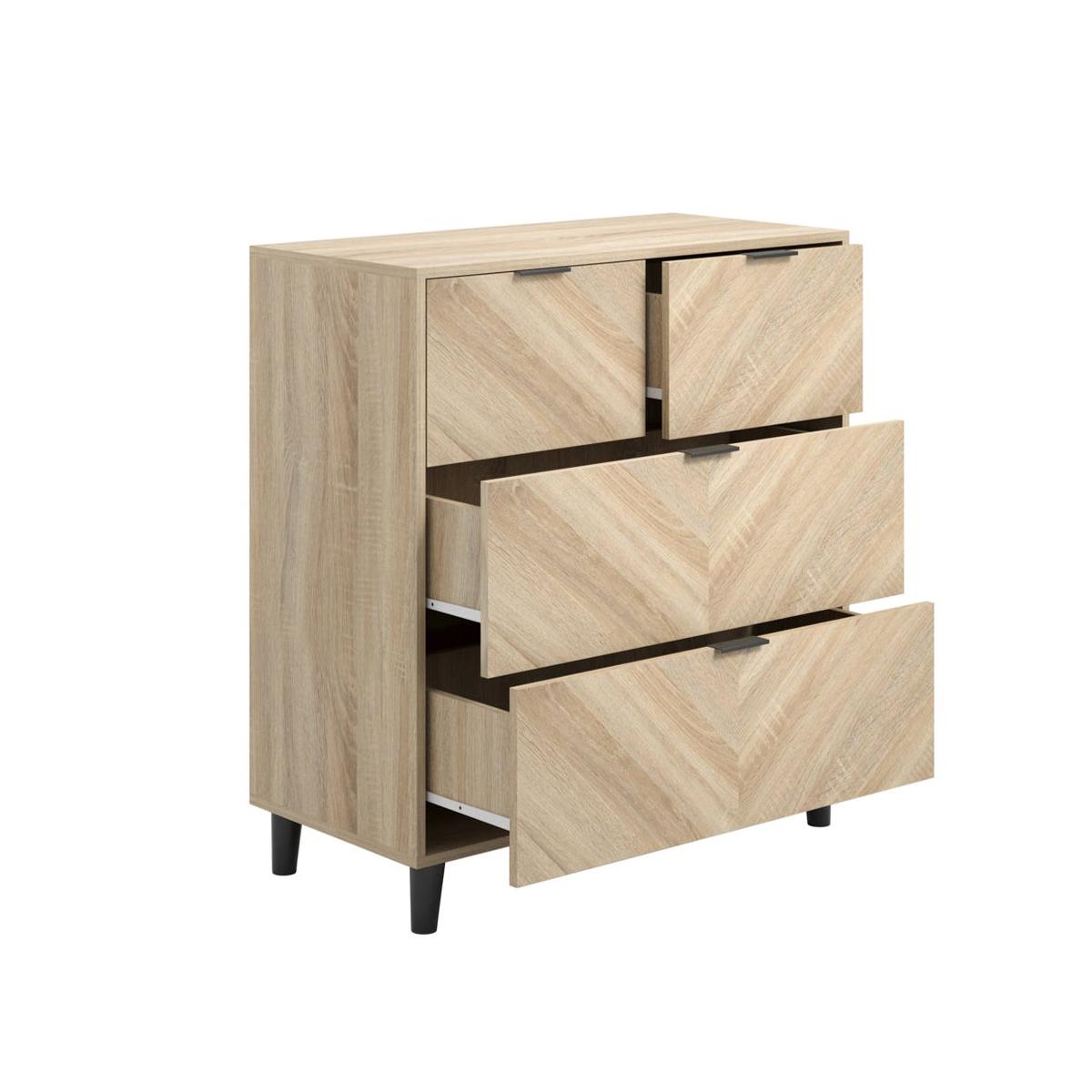 HO+ME Malmo 4 Drawer Chest in Chevron Open