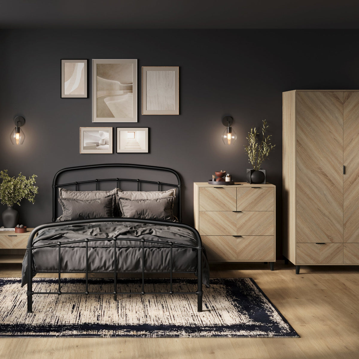 HO+ME Malmo 4 Drawer Chest in Chevron Lifestyle