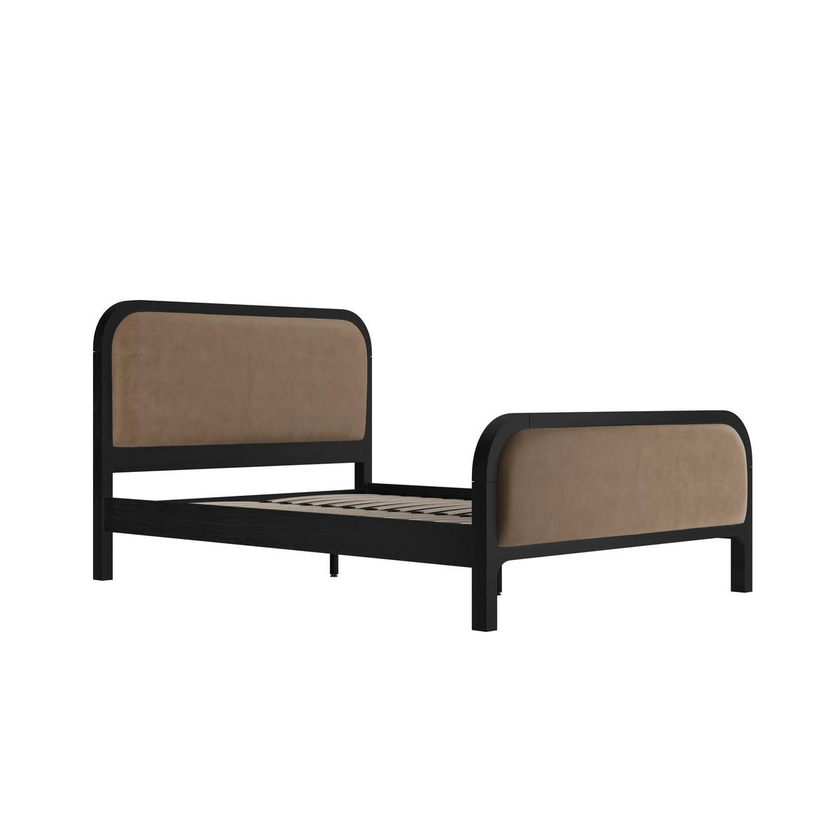 HO+ME Mila Double Bed In Black and Mole Velvet-Beaumonde