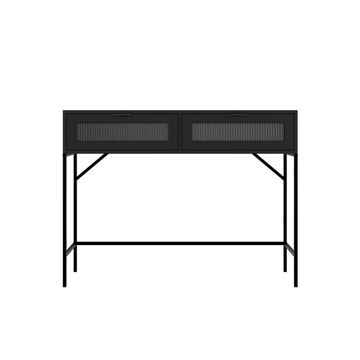 HO+ME Riga Reeded Glass Console Table In Black-Beaumonde