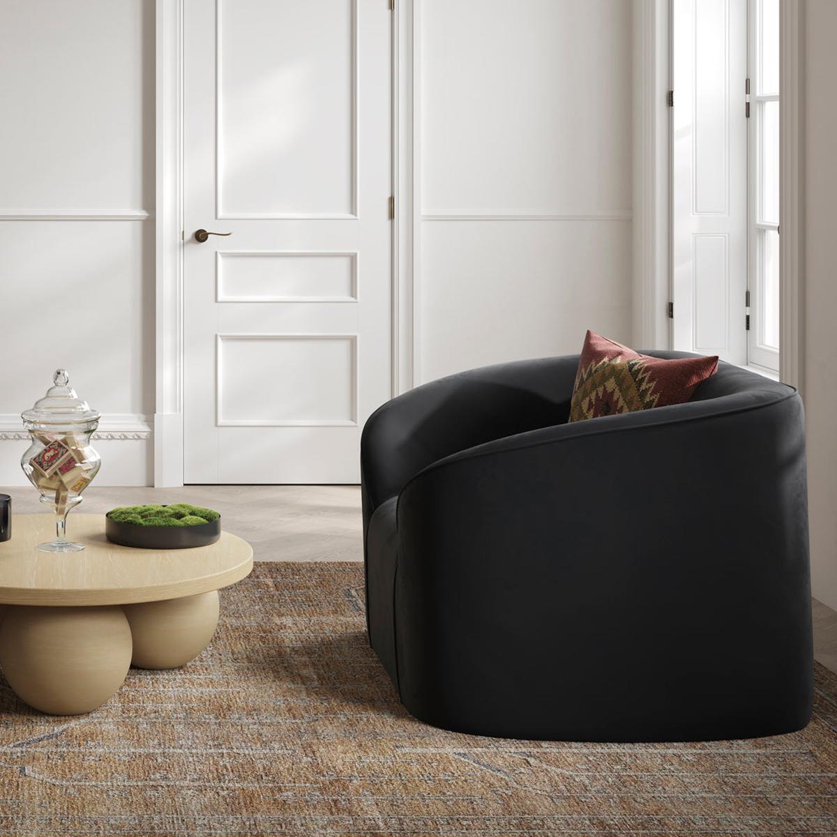 HO+ME Ruma Curved Black Armchair lifestyle