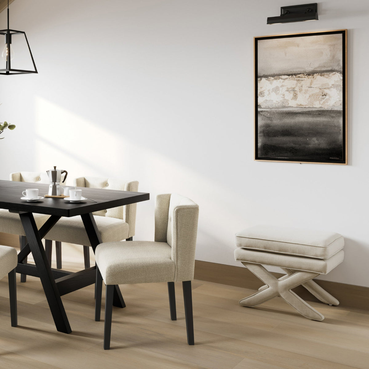 HO+ME Seabrook Stool In Stone Linen lifestyle