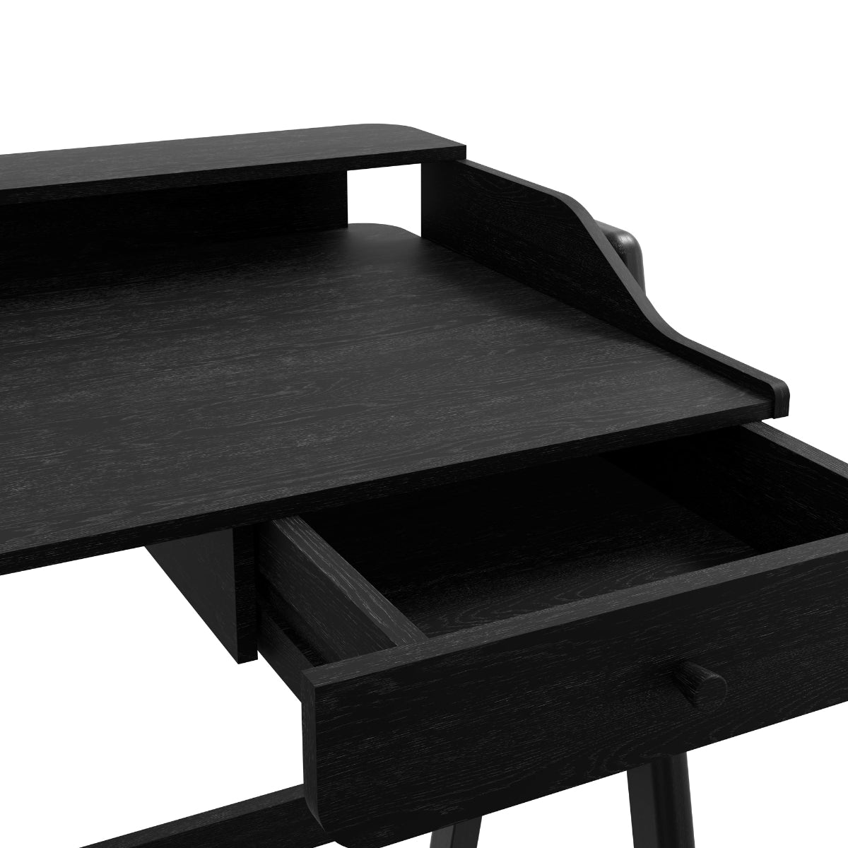 HO+ME Skyline Desk In Black close open drawer
