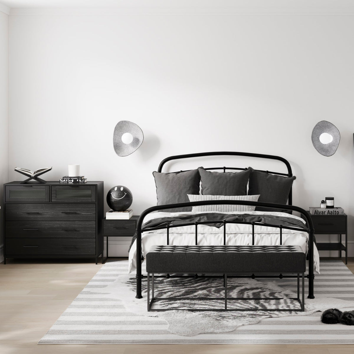 HO+ME Slick Bedside Cabinet In Matte Black lifestyle