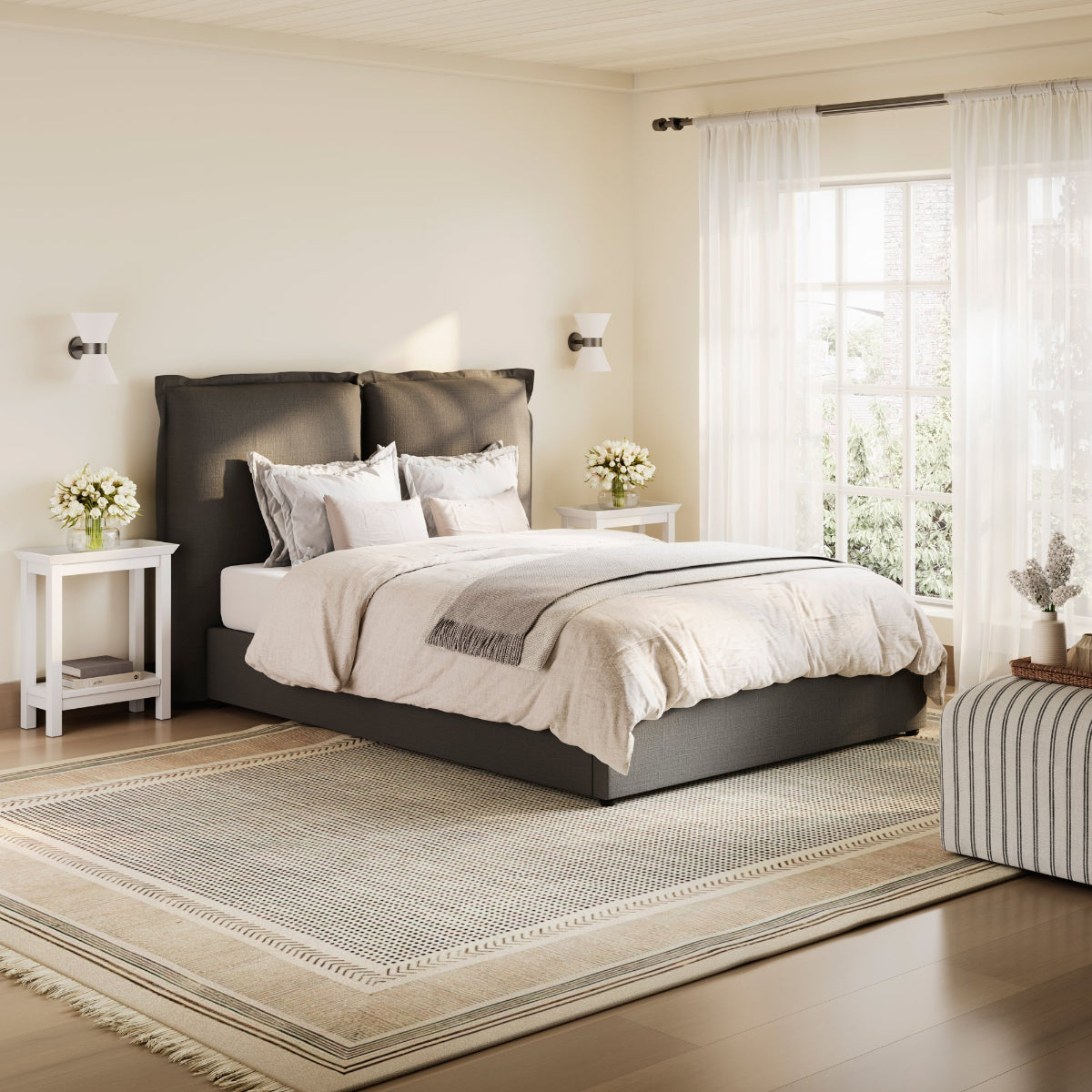 HO+ME Slumber King Size Bed In Deep Grey lifestyle