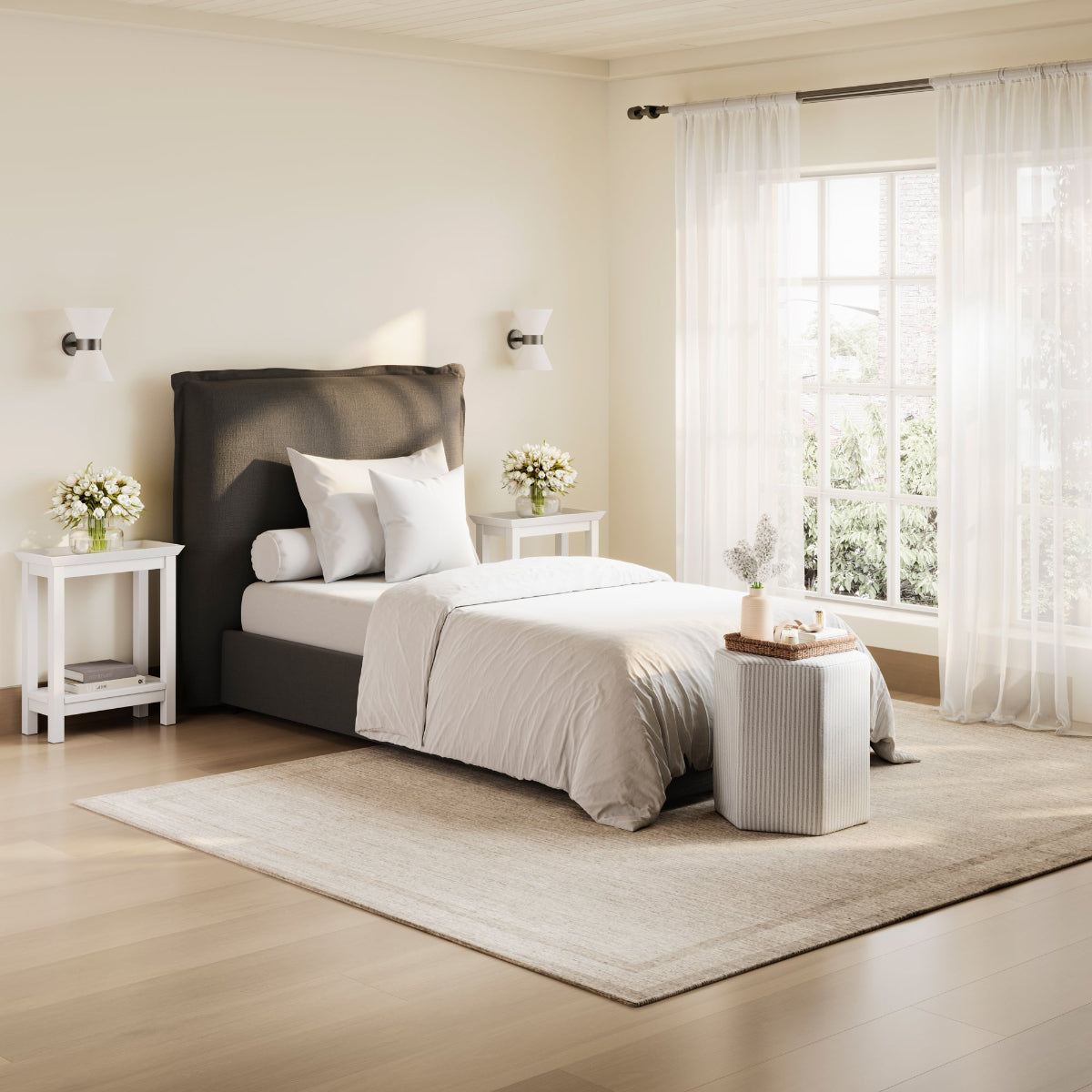 HO+ME Slumber Single Bed In Deep Grey lifestyle