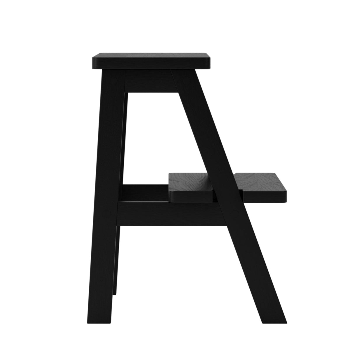 black wooden step stool