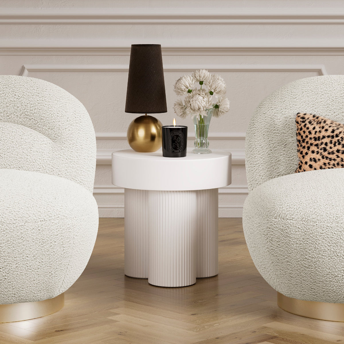 HO+ME Strata Side Table In White-Beaumonde