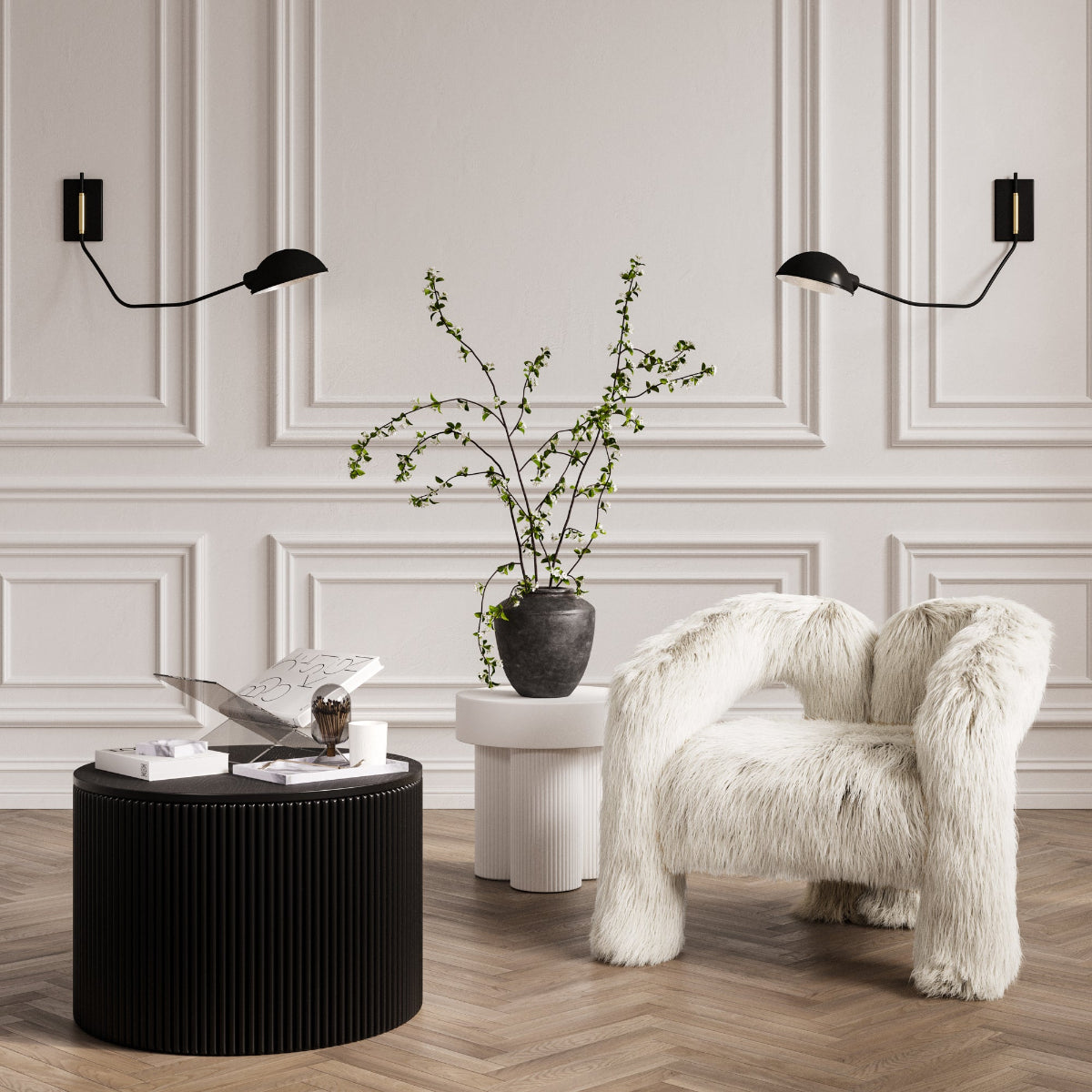 HO+ME Strata Side Table In White-Beaumonde