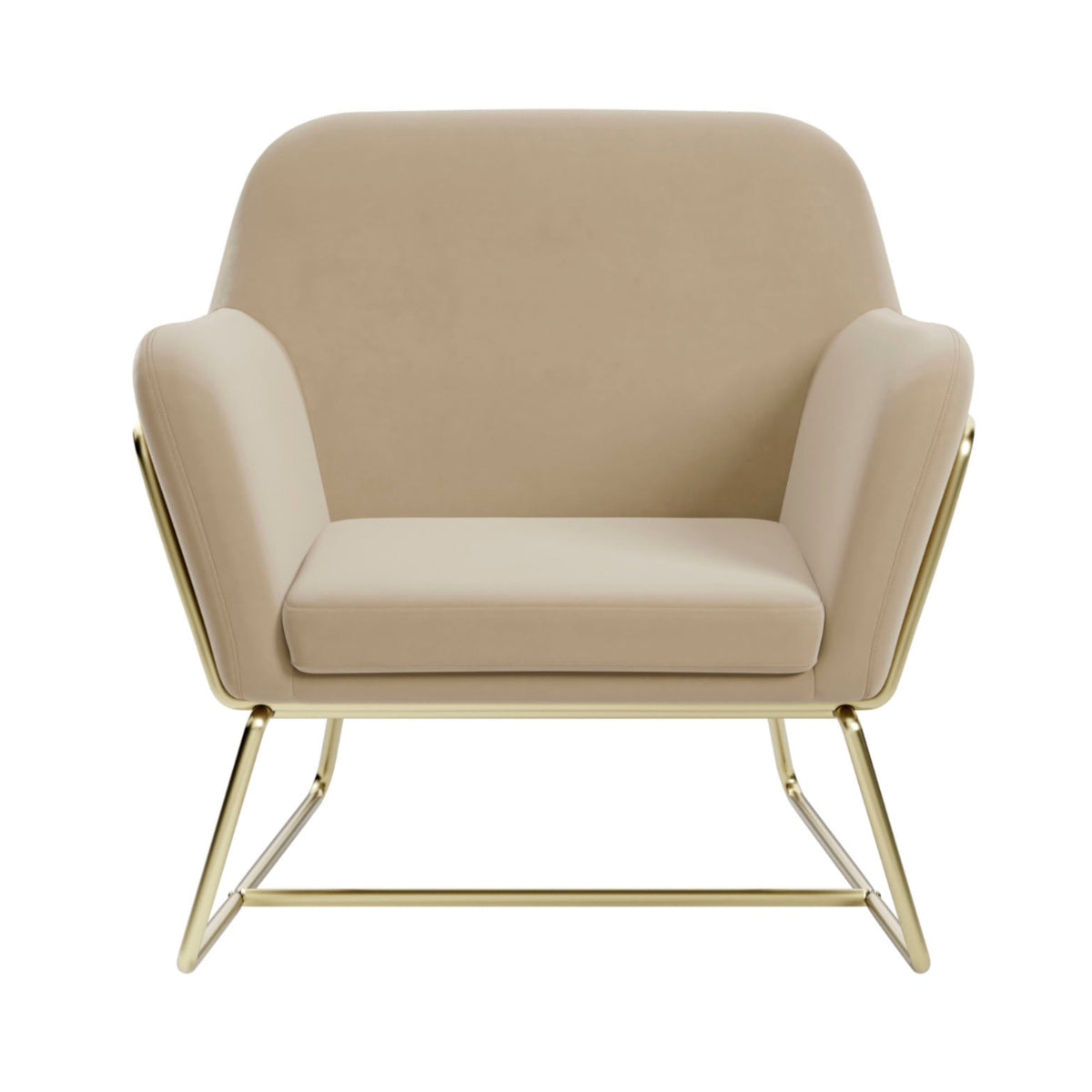 HO+ME Tobias Armchair In Beige Velvet And Brushed Gold