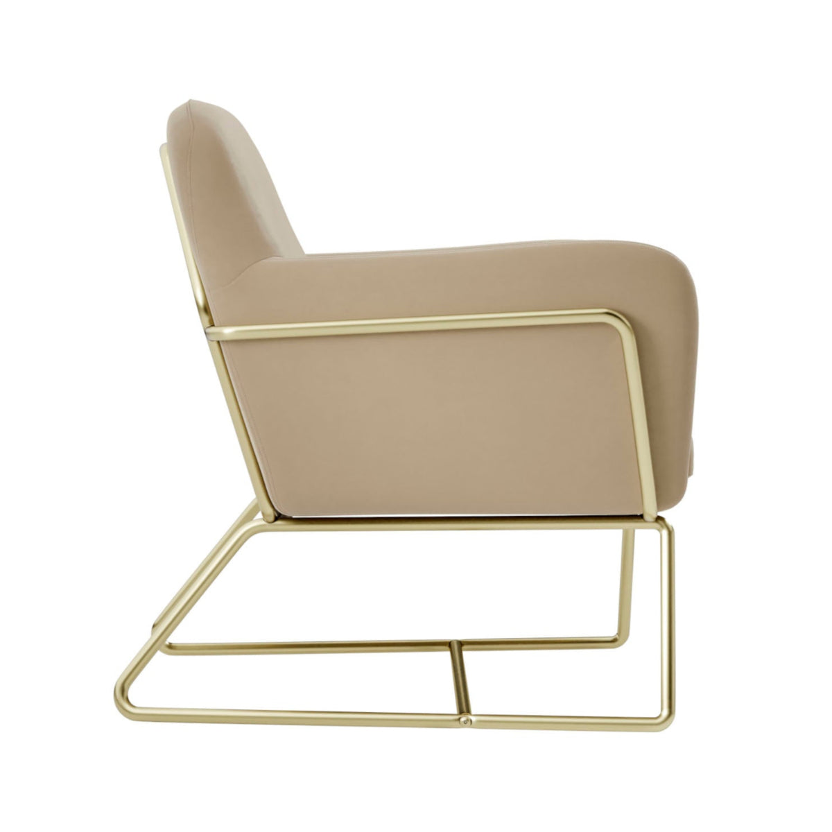 HO+ME Tobias Armchair In Beige Velvet And Brushed Gold side