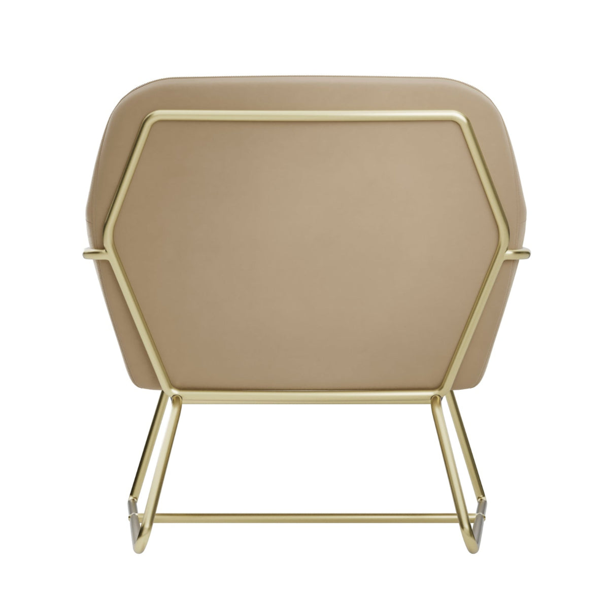 HO+ME Tobias Armchair In Beige Velvet And Brushed Gold rear