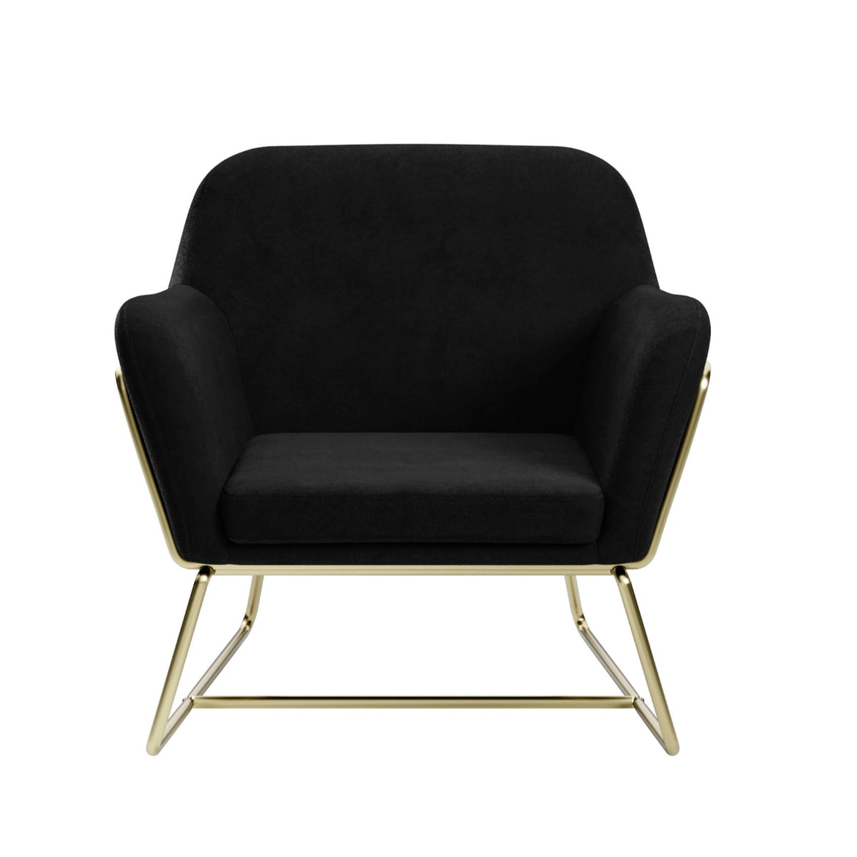 HO+ME Tobias Armchair In Black Velvet And Brushed Gold front