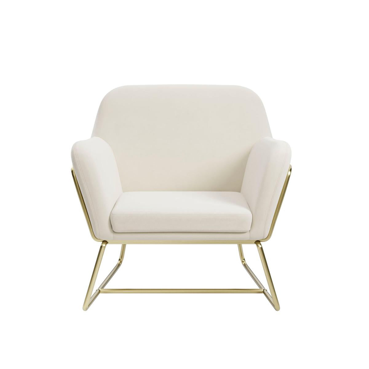 HO+ME Tobias Armchair In Cream Velvet And Brushed Gold-Beaumonde