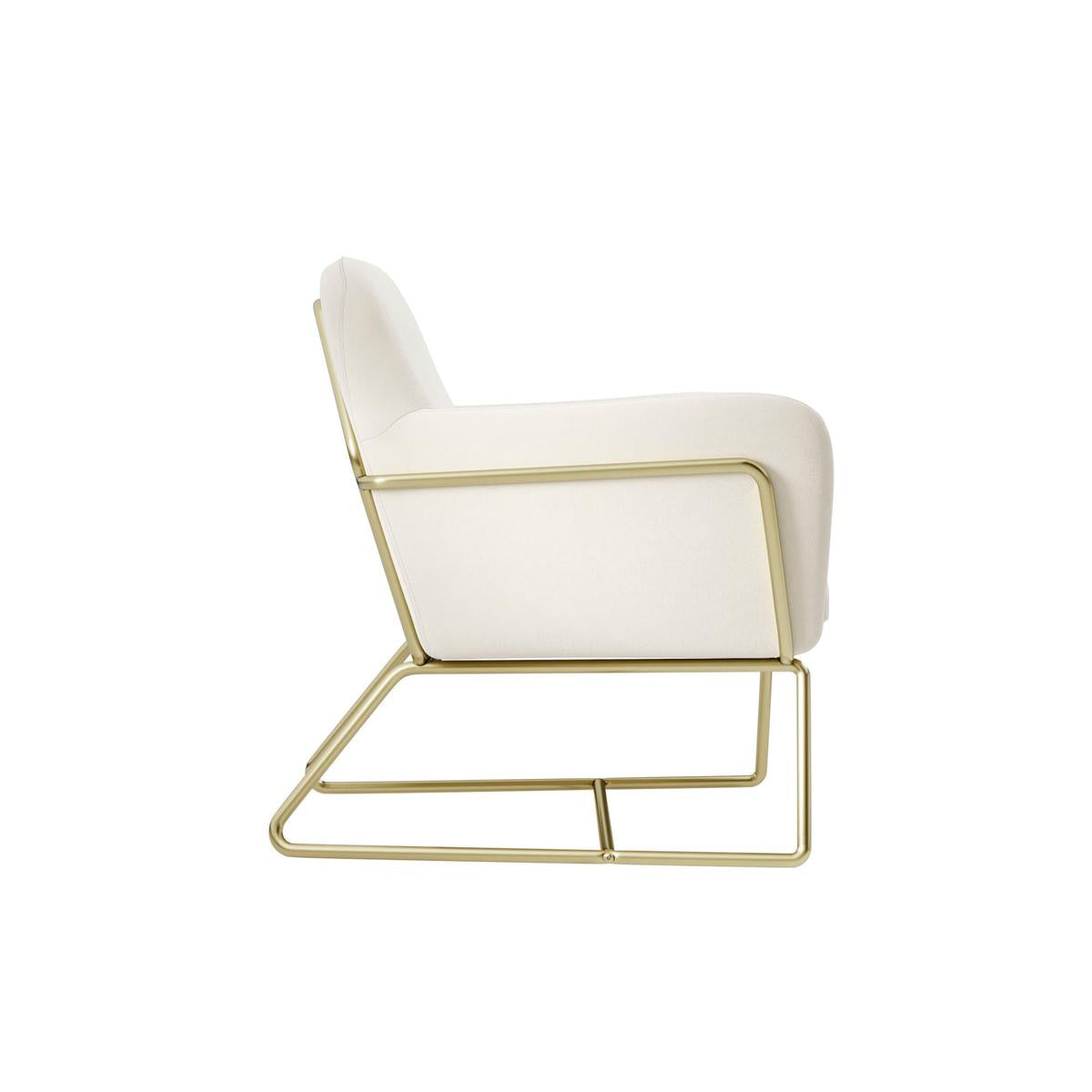 HO+ME Tobias Armchair In Cream Velvet And Brushed Gold-Beaumonde