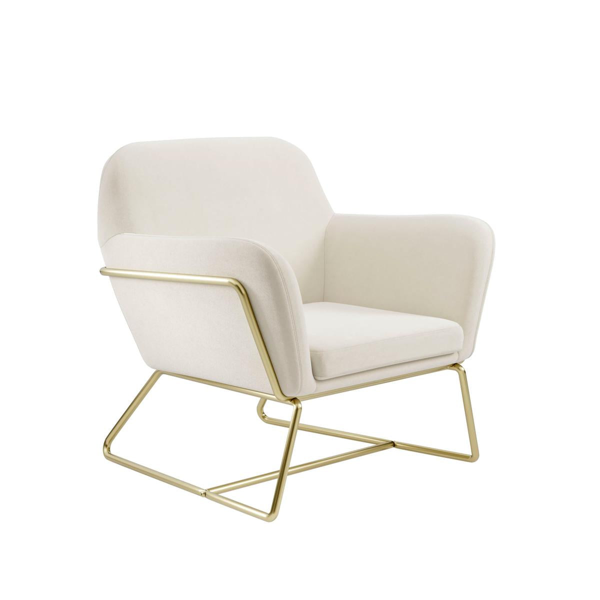 HO+ME Tobias Armchair In Cream Velvet And Brushed Gold-Beaumonde