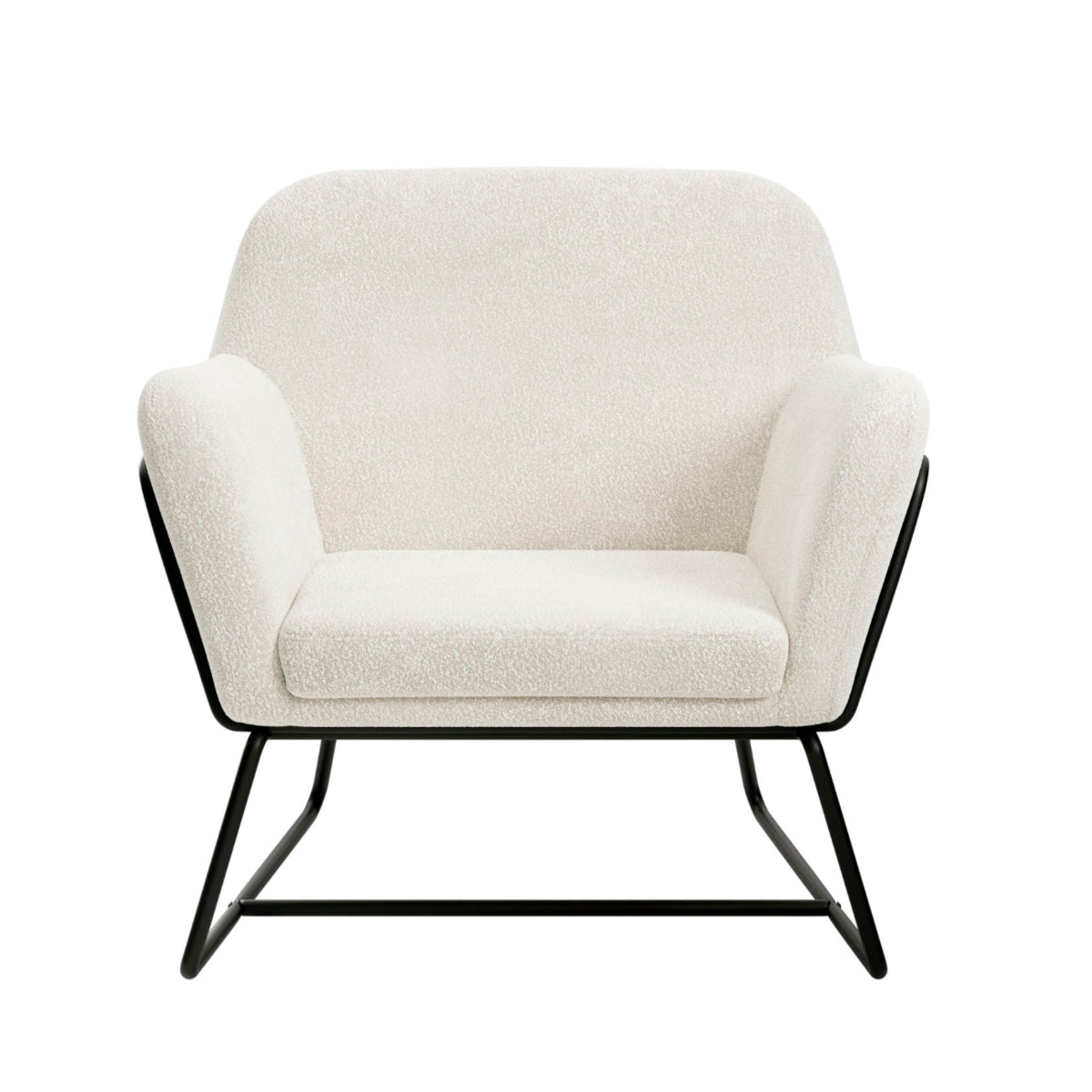 HO+ME Tobias Armchair In Ivory Boucle And Matte Black front