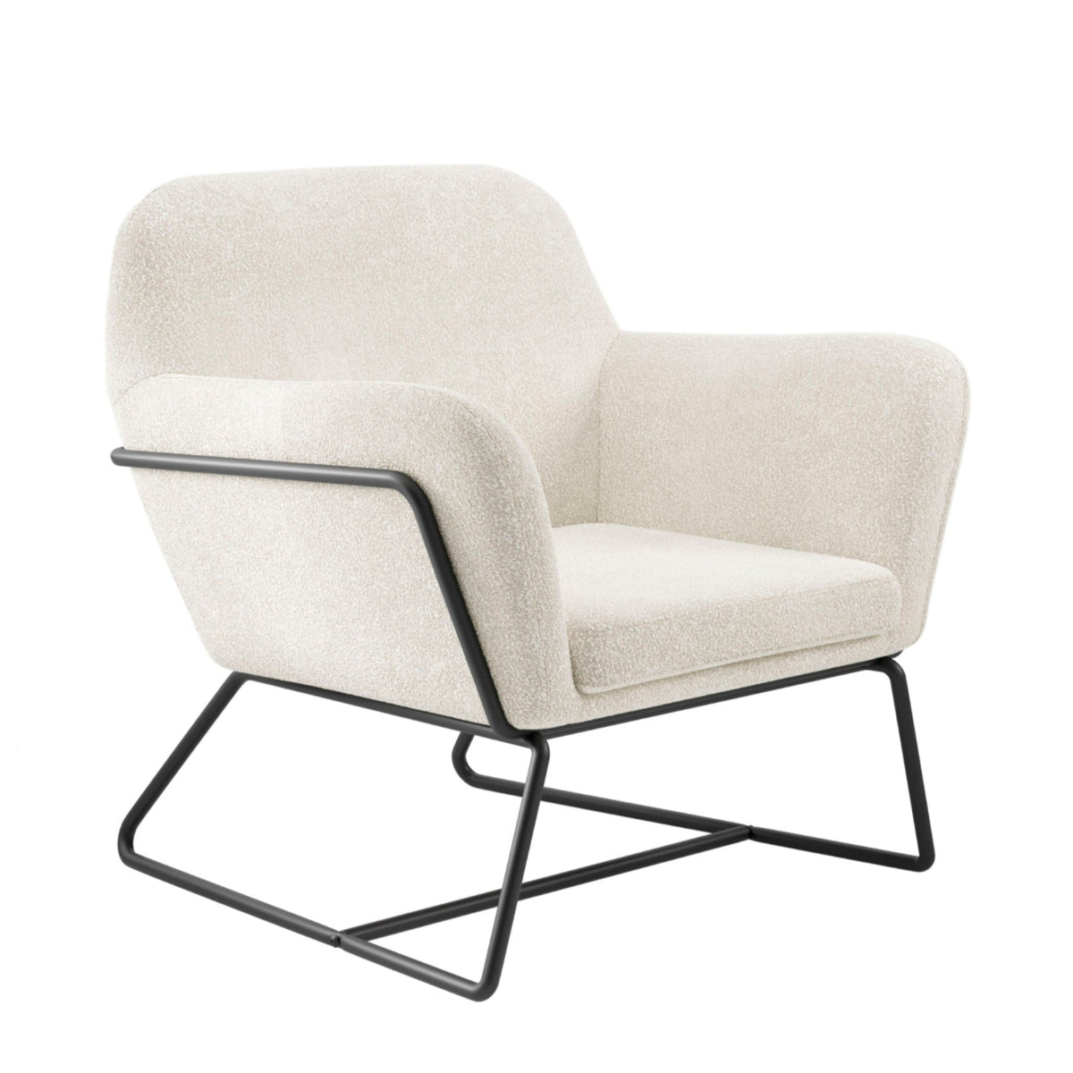 HO+ME Tobias Armchair In Ivory Boucle And Matte Black