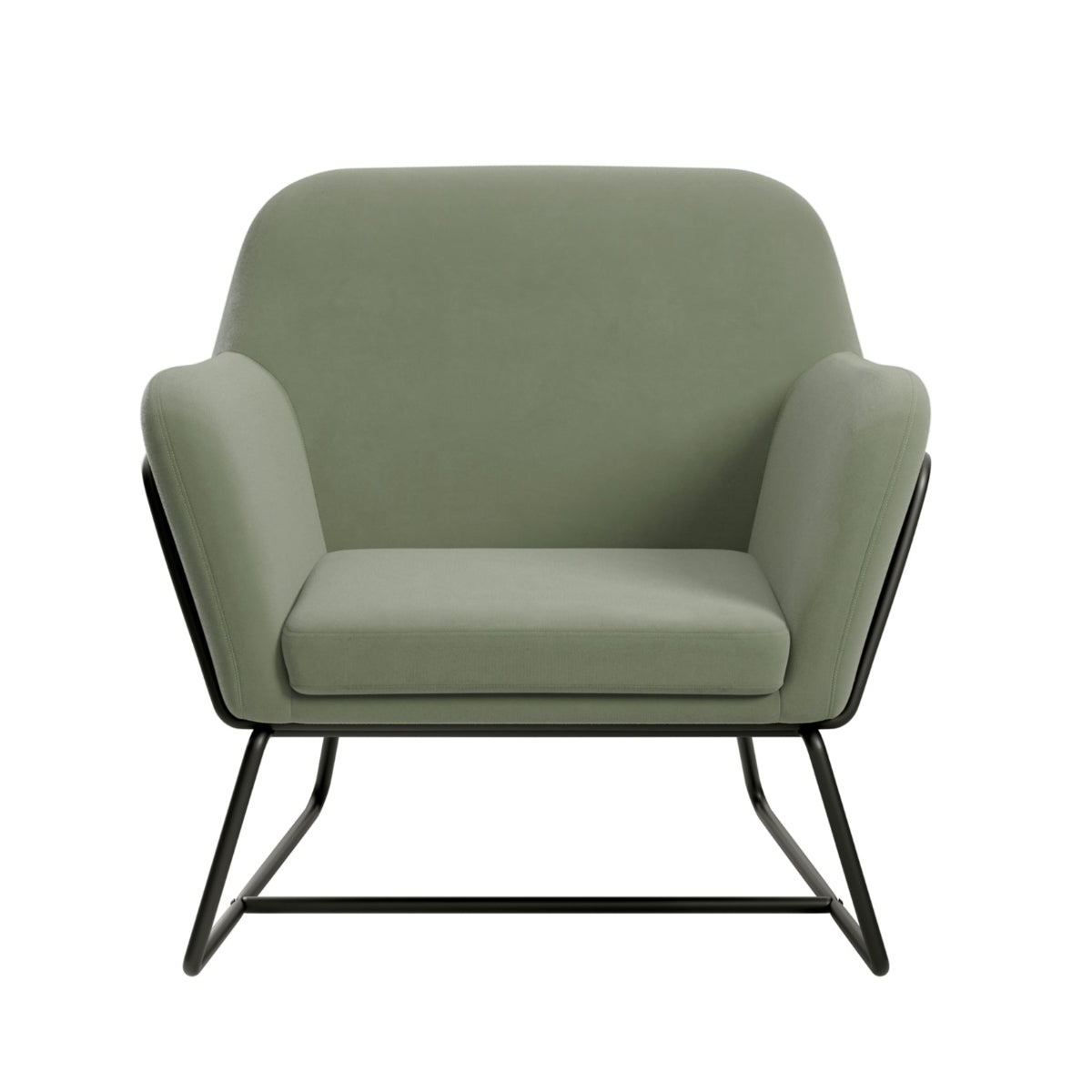 HO+ME Tobias Armchair In Sage Velvet And Matte Black front