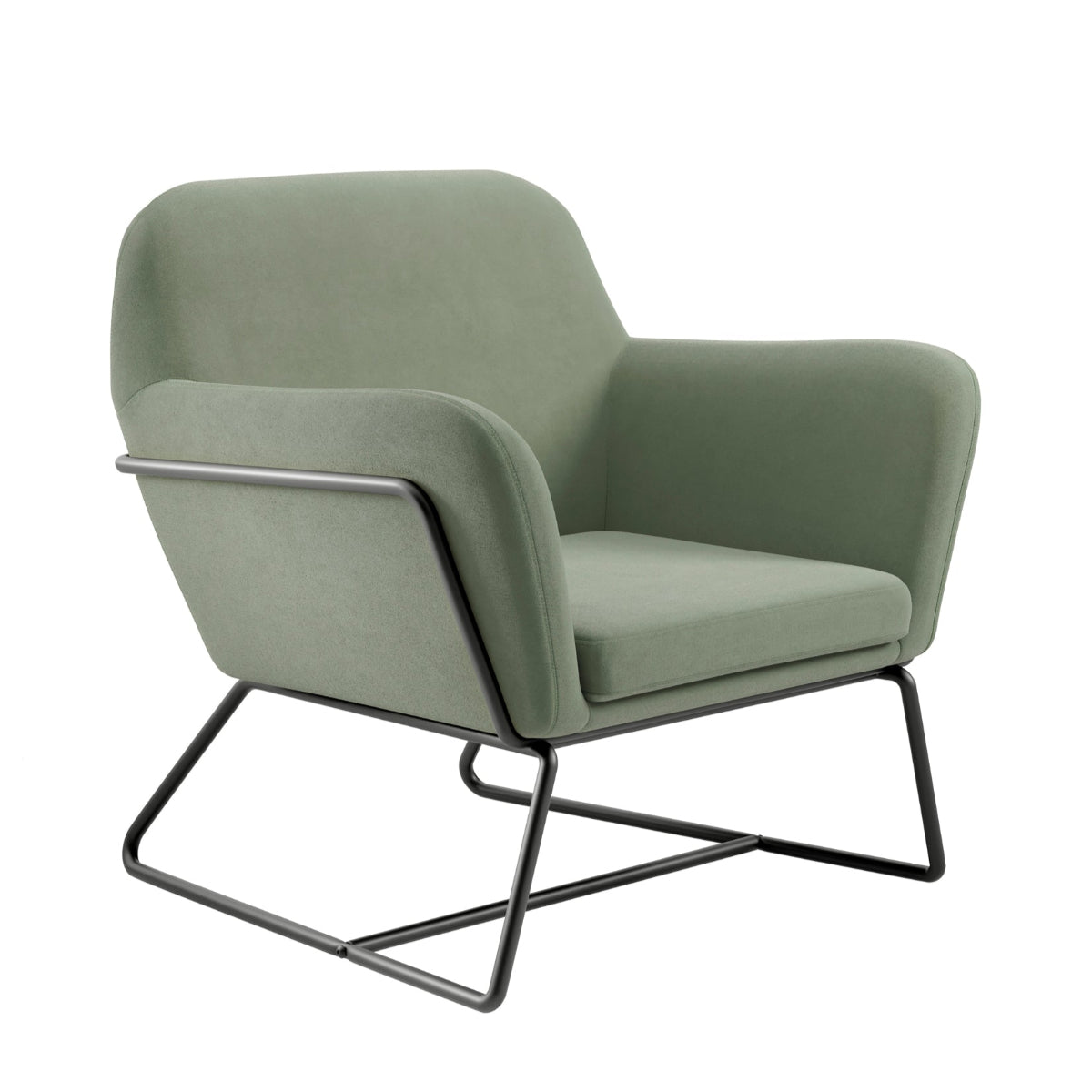 HO+ME Tobias Armchair In Sage Velvet And Matte Black