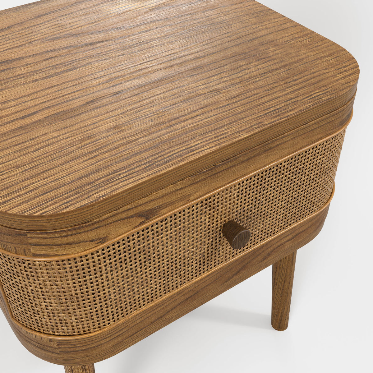HO+ME Valentine Bedside Cabinet In Smoked Wood top